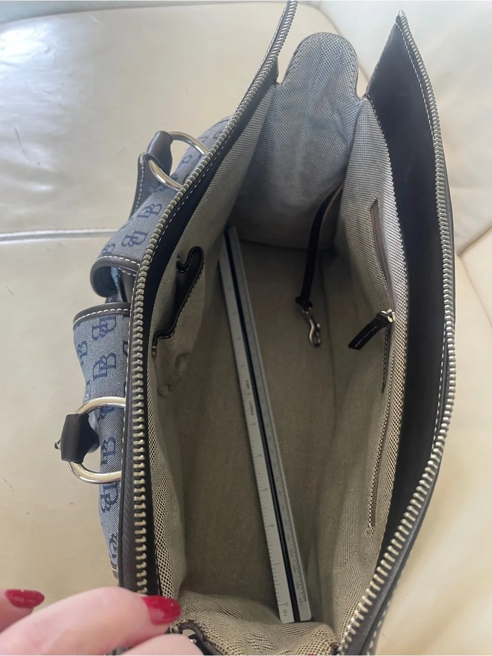 Dooney & Bourke Satchel Bag in Blue and Brown